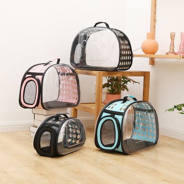 Large Capacity Foldable Pet Carrier Bag - Breathable PVC Space Capsule Cat Backpack