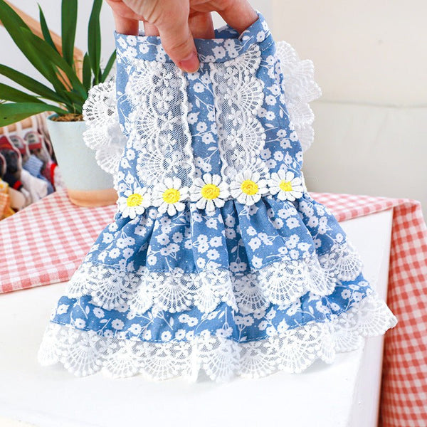 Ready Stock Wholesale & OEM Blue Floral Dress For Pet Cat Dog Clothing - Feisuo Pet