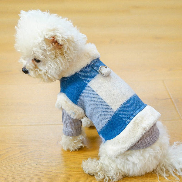 Ready Stock Wholesale & OEM Blue & White Plaid Winter Vest for Pet Clothing - Feisuo Pet