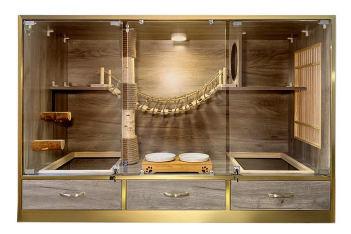 Large Space Luxury Cat House with Game Feeding Toilet Drawer type Cat Cage | Feisuo Pet