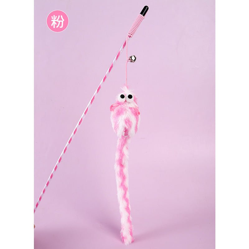 Ready Stock Wholesale & OEM Candy Color Striped Plush Tail Mouse Cat Stick | Feisuo Pet