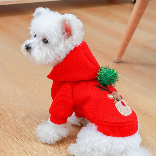 Ready Stock Wholesale & OEM Christmas Red Elk Pet Hoodie Coat - Feisuo Pet