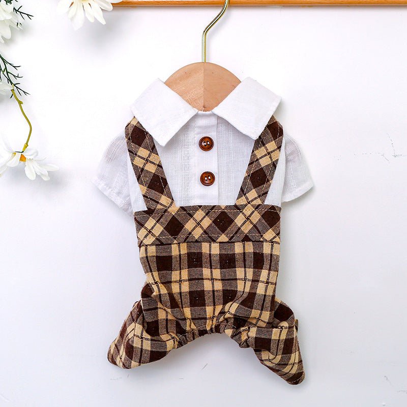 Ready Stock Wholesale & OEM College Style Plaid Pet Overalls Dog Jumpsuit - Feisuo Pet
