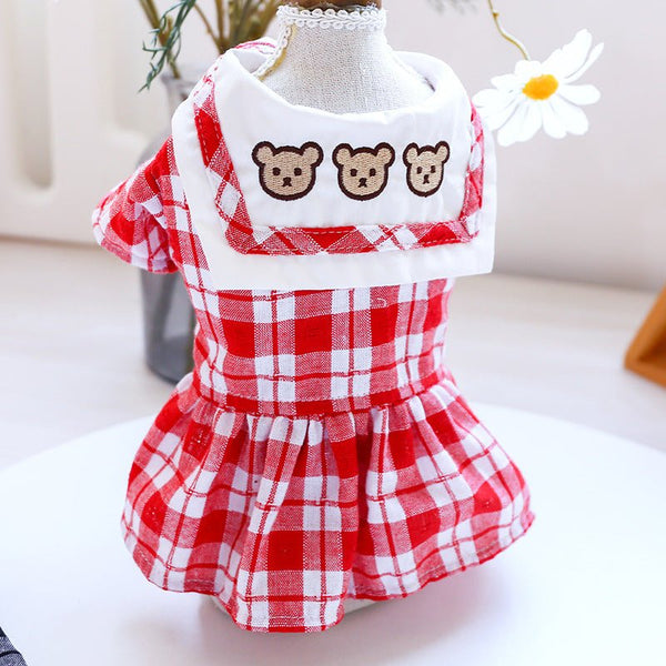 Ready Stock Wholesale & OEM Cute Bear Plaid Pet Dress - Feisuo Pet