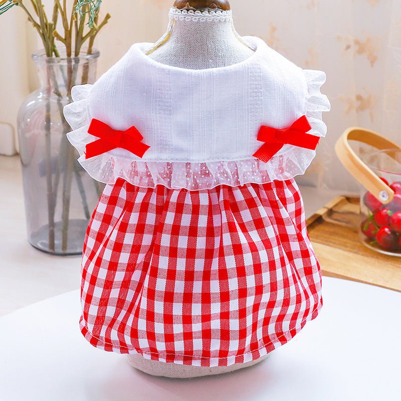 Ready Stock Wholesale & OEM Cute Bow Tie Plaid Dress - Feisuo Pet
