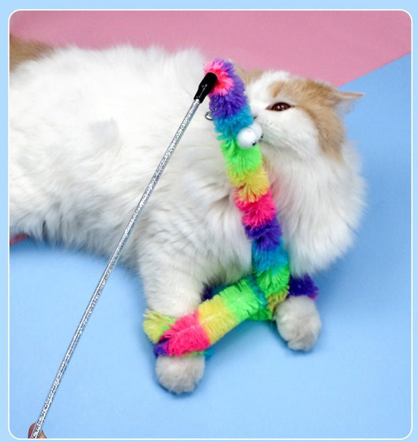 Ready Stock Wholesale & OEM Long Plush Colorful Caterpillar Cat Stick - Feisuo Pet