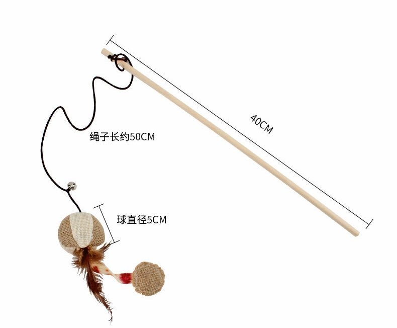 Ready Stock Wholesale & OEM Wooden Stick Elastic Rope Bell Linen Toy Cat Stick - Feisuo Pet